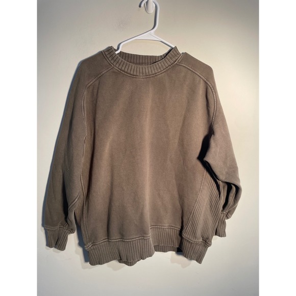 Aerie Down To Earth Oversized Crewneck Sweatshirt in‎ Nomad Olive Size Medium - Picture 2 of 11